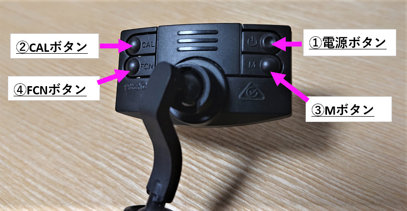 コルグクリップチューナー（Korg PitchCrow-G)のボタンの図解